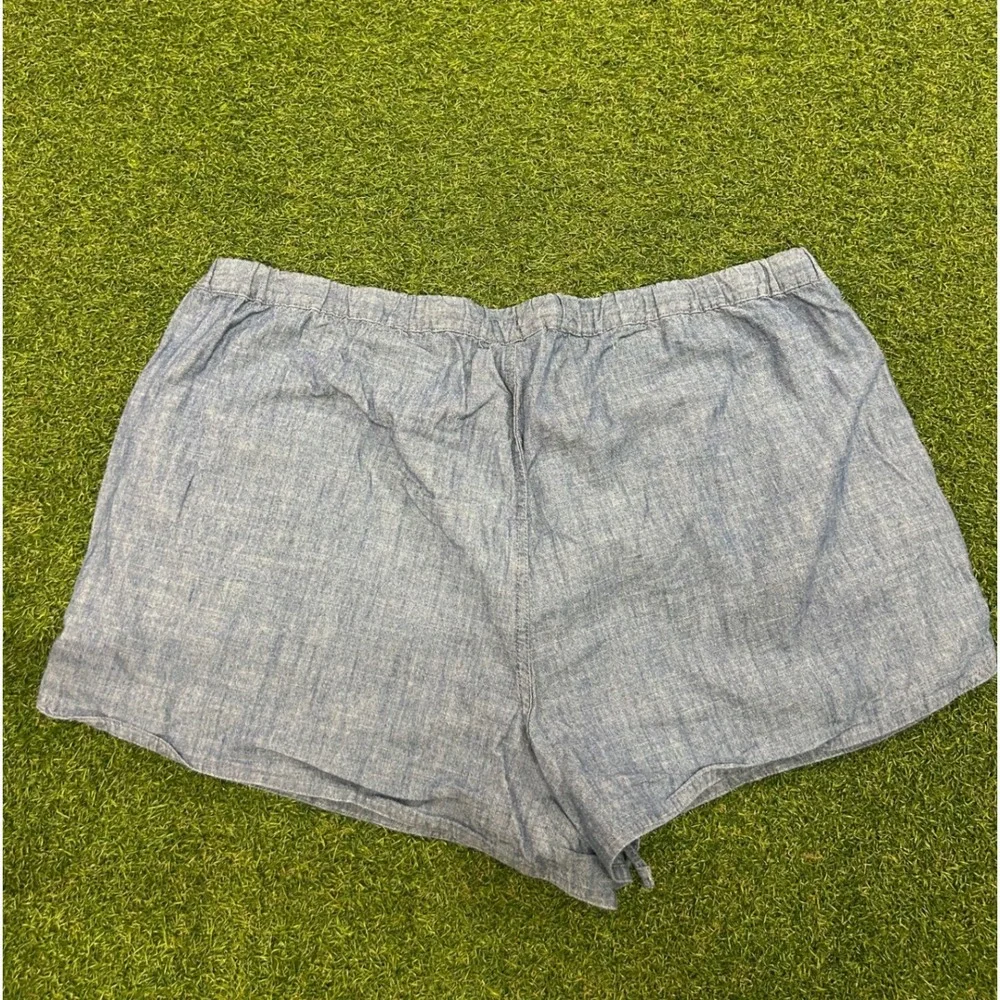 J. Crew Womens XL Blue Chambray Drawstring Elastic Waist Casual Shorts R6L3BG31
